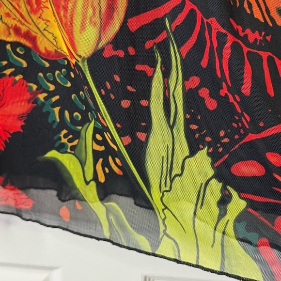 Desigual Christian Lacroix Black Mesh Dress Size L Floral ASO Katie Holmes - Picture 7 of 16